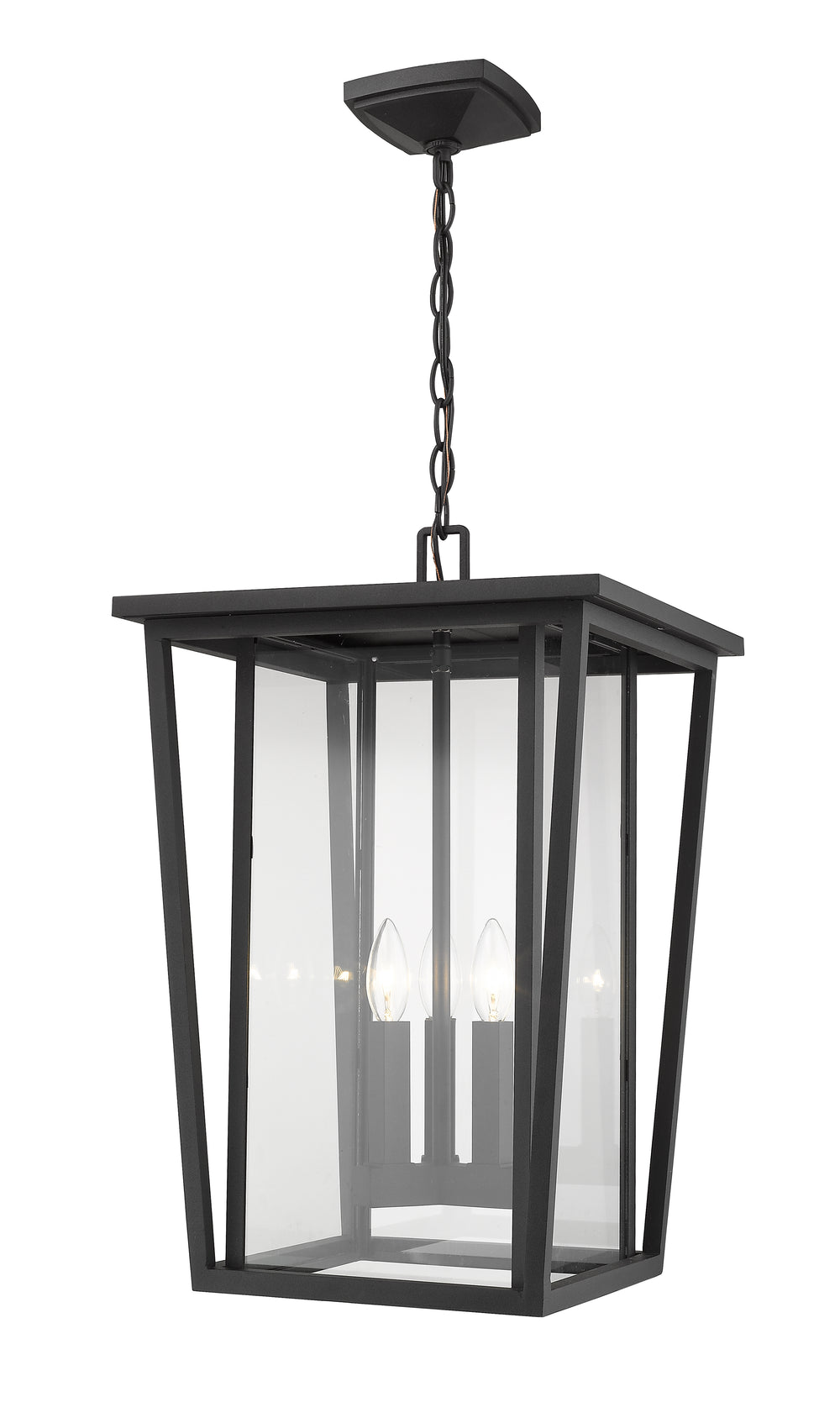 Z-Lite Seoul 571CHXL-BK 3 Light Outdoor Chain Mount Ceiling Fixture