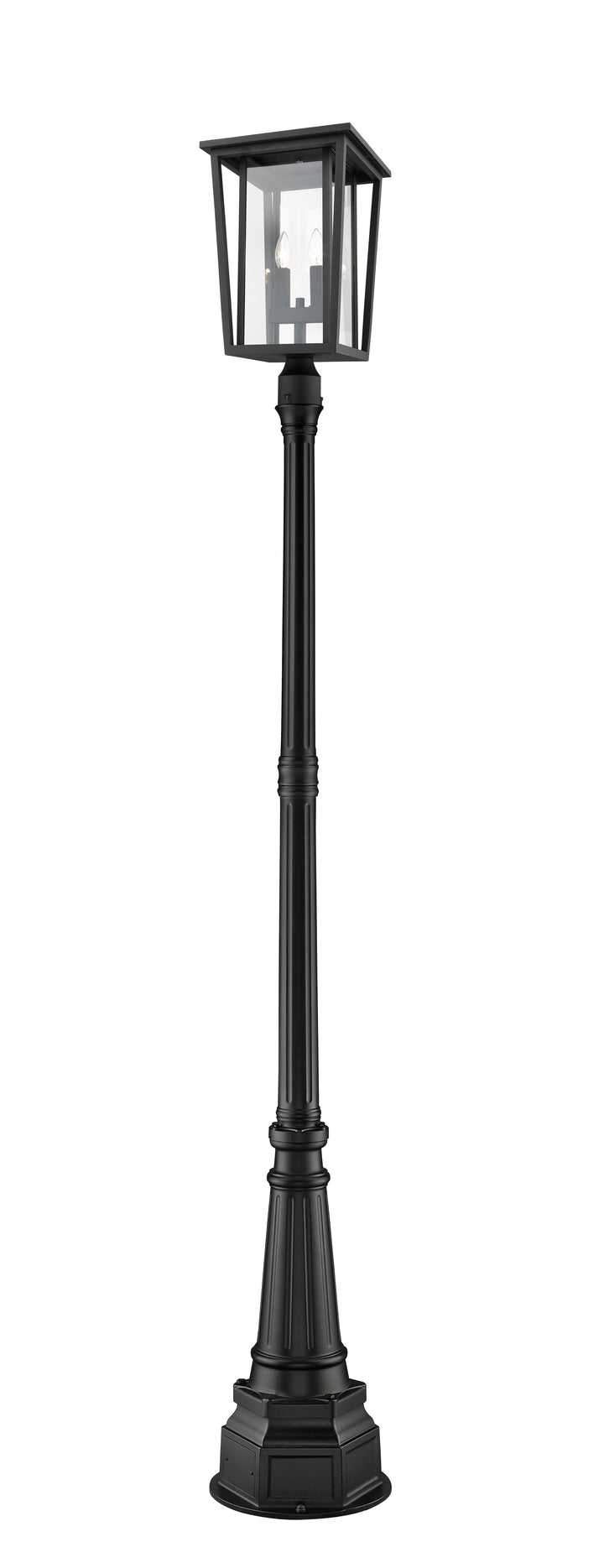 Z-Lite Seoul 571PHBR-564P-BK 2 Light Outdoor Post Mounted Fixture