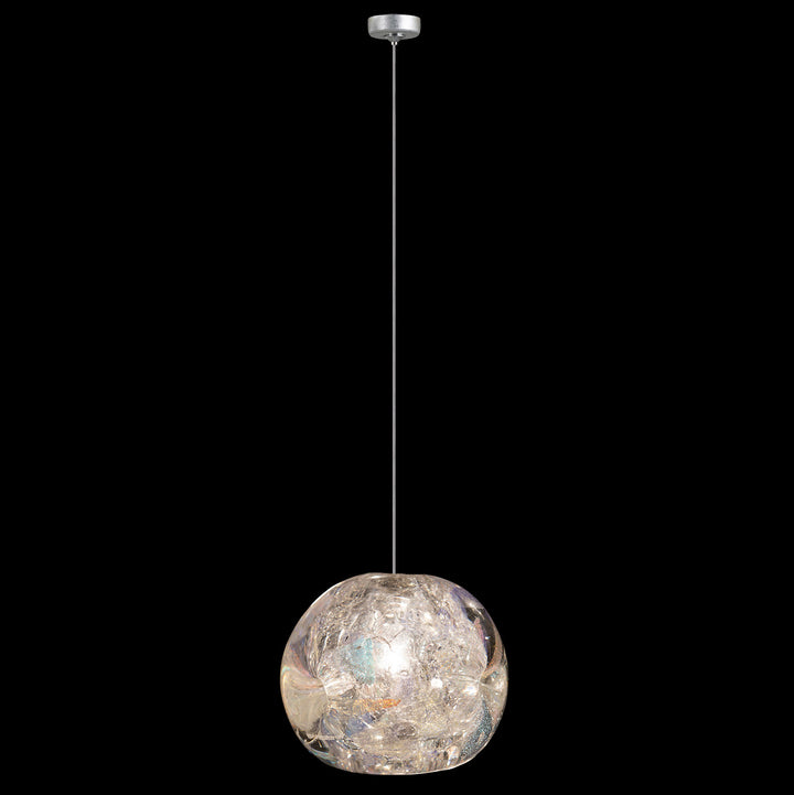 Fine Art Handcrafted Lighting Natural Inspirations 4.5"W Round Drop Light in Standard Silver Leaf, Nebula (851840-106LD)