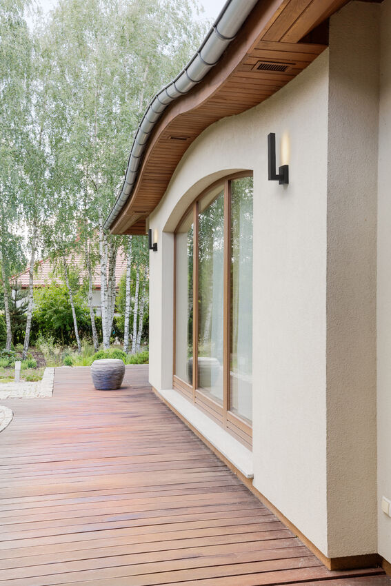Z-Lite Edge Outdoor Wall Light installed on a home exterior