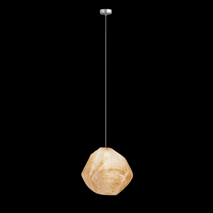 Fine Art Handcrafted Lighting Natural Inspirations 4.5"W Round Drop Light in Standard Silver Leaf, Natural Quartz -0 (851840-10LD)
