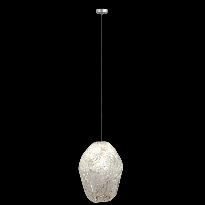 Fine Art Handcrafted Lighting Natural Inspirations 4.5"W Round Drop Light in Standard Silver Leaf, Clear Quartz -3 (851840-13LD)