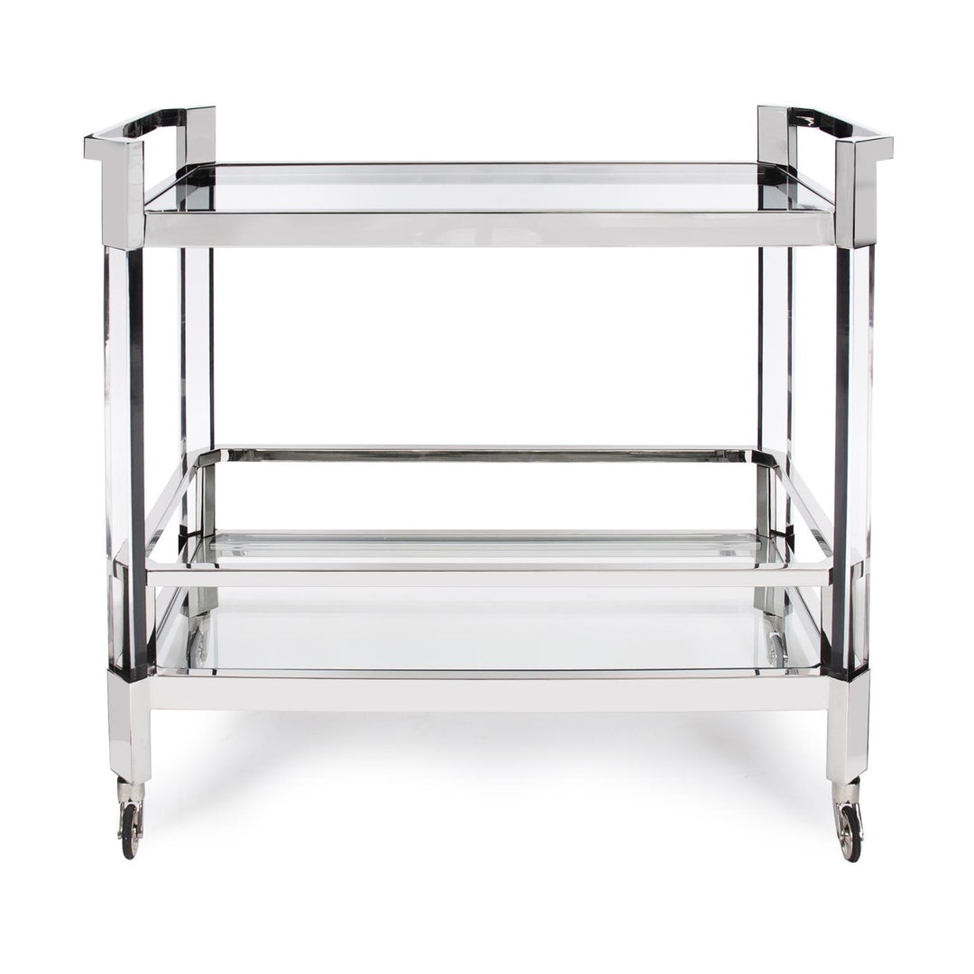 Howard Elliott Collection Stainless Steel and Acrylic Bar Cart  Howard Elliott Collection   