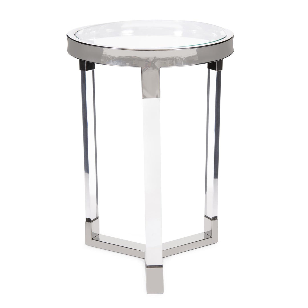 Howard Elliott Collection Round Stainless Steel & Acrylic Side Table Decorative Tables Howard Elliott Collection   