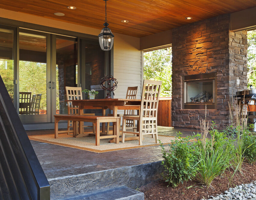 Z-Lite Westover Outdoor Hanging Light installed on a home exterior