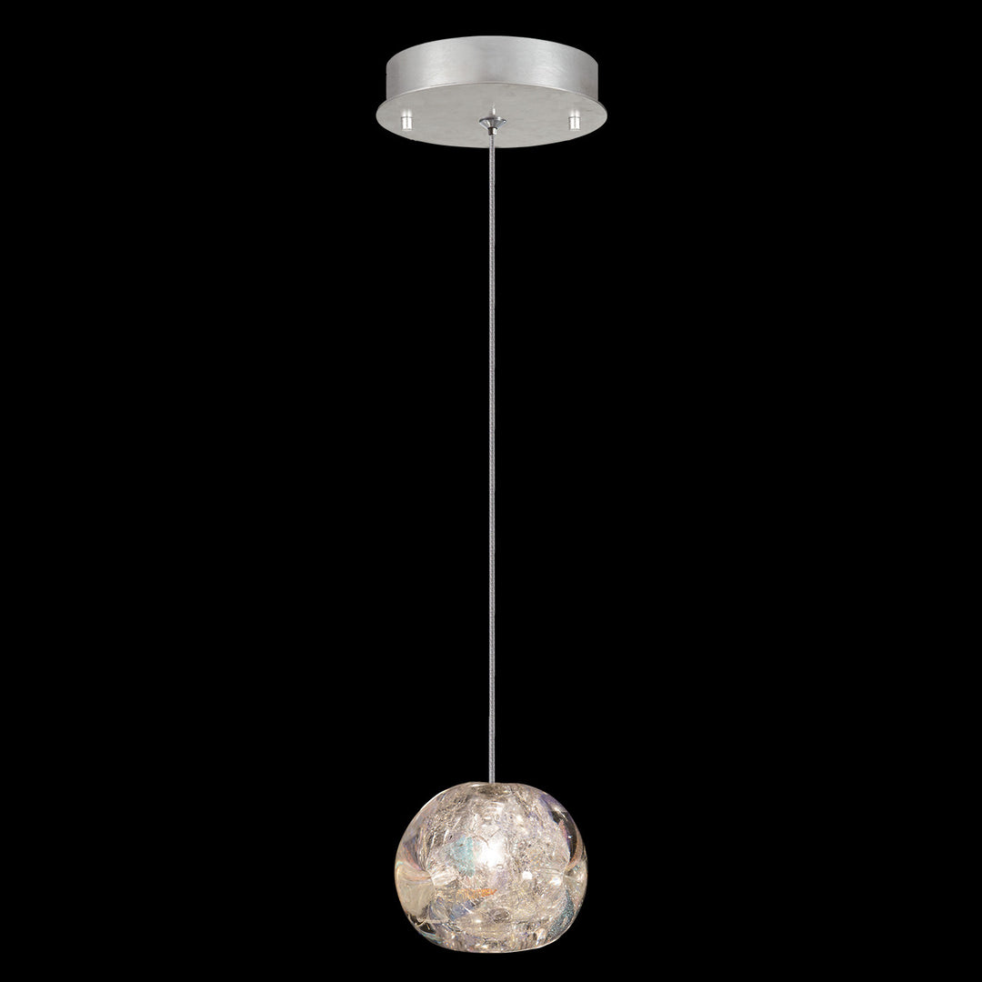 Fine Art Handcrafted Lighting Natural Inspirations 5.5"W Round Drop Light in Standard Silver Leaf, Nebula (852240-106LD)