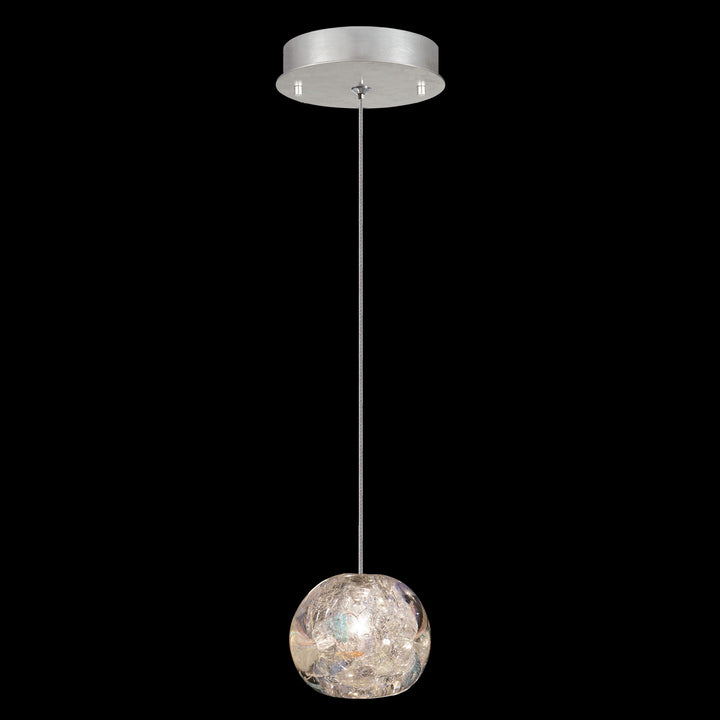Fine Art Handcrafted Lighting Natural Inspirations 5.5"W Round Drop Light in Standard Silver Leaf, Nebula (852240-106LD)