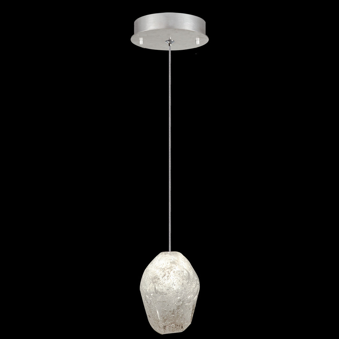 Fine Art Handcrafted Lighting Natural Inspirations 5.5"W Round Drop Light in Standard Silver Leaf, Clear Quartz -3 (852240-13LD)