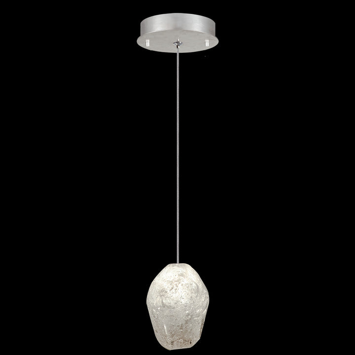 Fine Art Handcrafted Lighting Natural Inspirations 5.5"W Round Drop Light in Standard Silver Leaf, Clear Quartz -3 (852240-13LD)