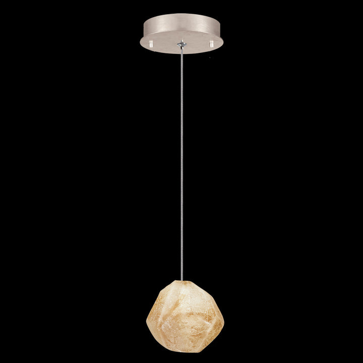Fine Art Handcrafted Lighting Natural Inspirations 5.5"W Round Drop Light in Mottled Gold Leaf, Natural Quartz -0 (852240-20LD)