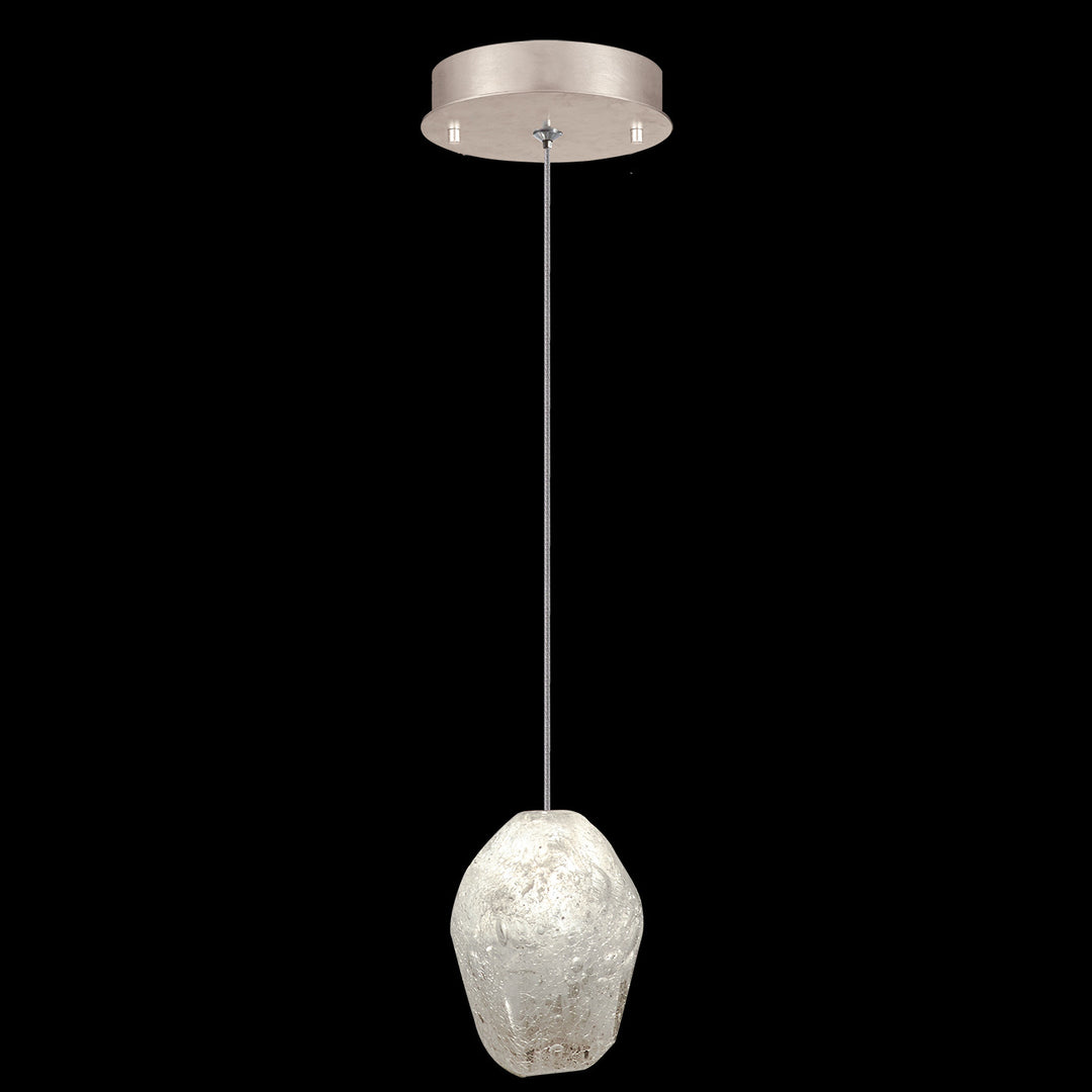 Fine Art Handcrafted Lighting Natural Inspirations 5.5"W Round Drop Light in Mottled Gold Leaf, Clear Quartz -3 (852240-23LD)