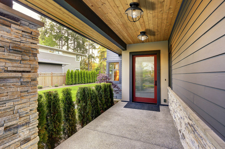 Z-Lite Ansel Outdoor Flush Mount installed on a home exterior
