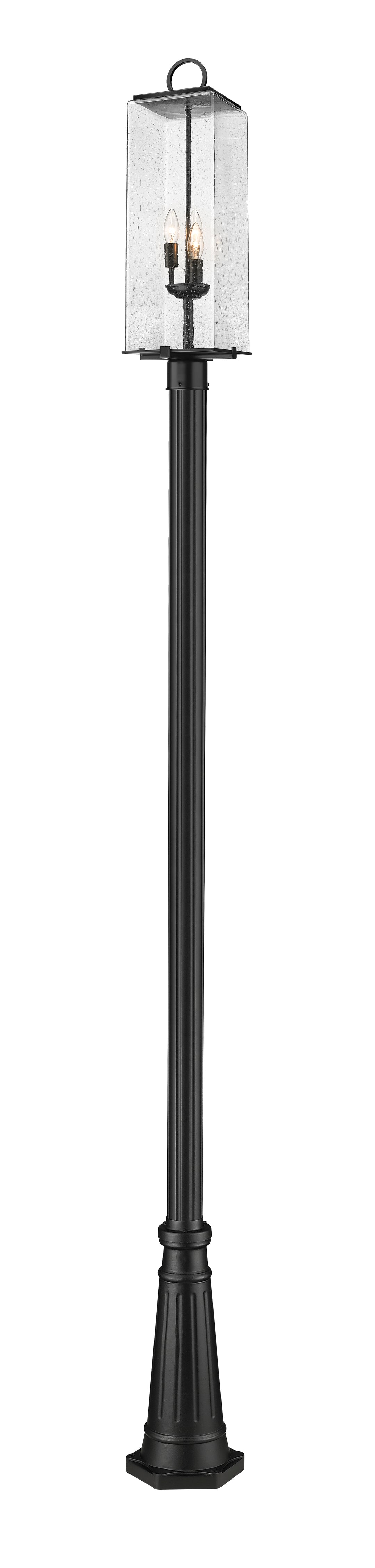 Z-Lite Sana 592PHBR-519P-BK 3 Light Outdoor Post Mounted Fixture in Black