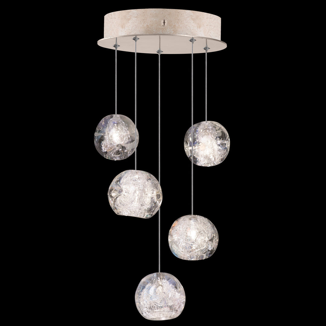 Fine Art Handcrafted Lighting Natural Inspirations 12"W Round Pendant in Mottled Gold Leaf, Nebula (852440-206LD)