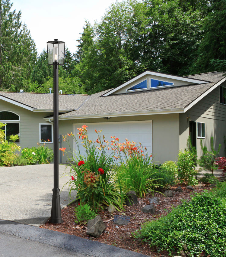 Z-Lite Sheridan Outdoor Post & Pier Mount Light installed on a home exterior