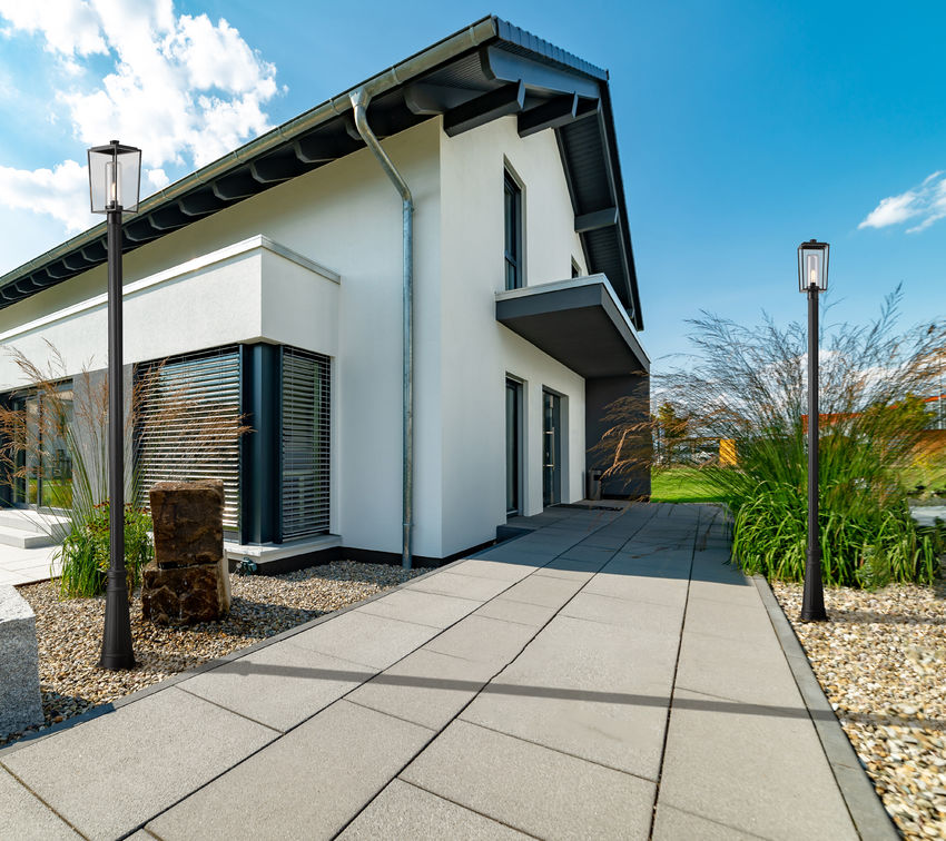 Z-Lite Sheridan Outdoor Post & Pier Mount Light installed on a home exterior
