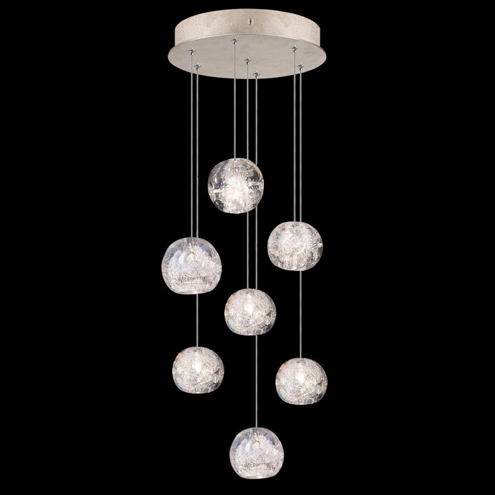 Fine Art Handcrafted Lighting Natural Inspirations 14"W Round Pendant in Mottled Gold Leaf, Nebula (852640-206LD)