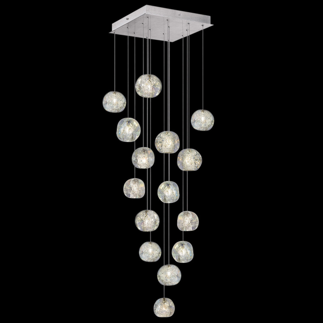 Fine Art Handcrafted Lighting Natural Inspirations 19"W Square Pendant in Standard Silver Leaf, Nebula (853040-106LD)