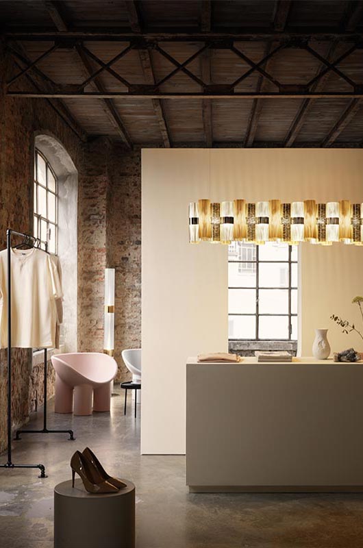 Slamp LA LOLLO SUSPENSION LINEAR Chandeliers Slamp GOLD 36,6 x 11 x h 11 