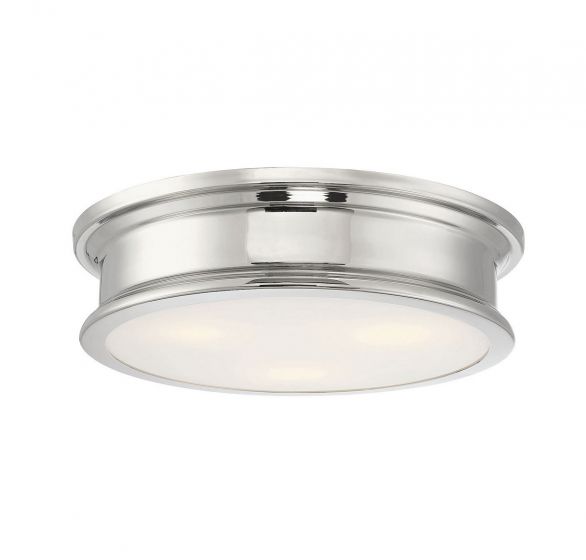 Savoy House Essentials Watkins Flush Mount Ceiling Flush Mounts Savoy House 16x16x4 Chrome/Polished Nickel White Opal Glass