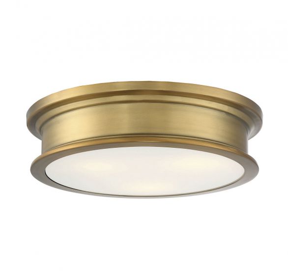 Savoy House Essentials Watkins Flush Mount Ceiling Flush Mounts Savoy House 16x16x4 Brass White Opal Glass