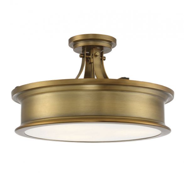 Essentials Watkins Semi-Flush Ceiling Semi Flush Mounts Savoy House Warm Brass 3 