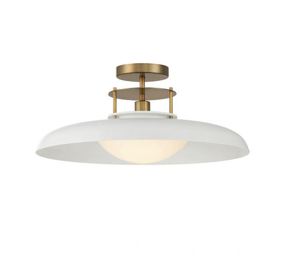 Savoy House Gavin Semi-Flush Ceiling Semi Flush Mounts Savoy House White with Warm Brass Accents 1 