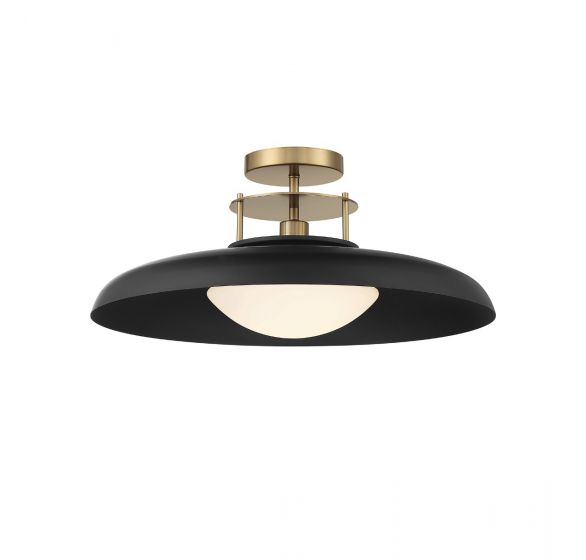 Savoy House Gavin Semi-Flush Ceiling Semi Flush Mounts Savoy House Matte Black with Warm Brass Accents 1 