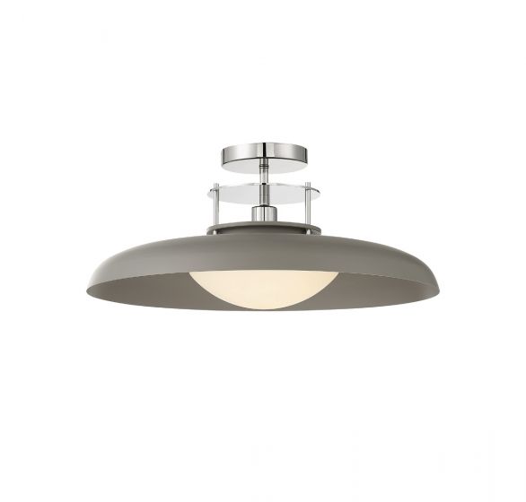 Savoy House Gavin Semi-Flush Ceiling Semi Flush Mounts Savoy House Gray with Polished Nickel Accents 1