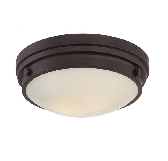 Savoy House Essentials Lucerne Flush Mount Ceiling Flush Mounts Savoy House 13.25x13.25x4.75 Bronze White Glass