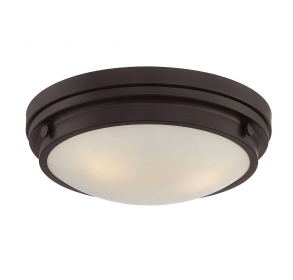 Savoy House Essentials Lucerne Flush Mount Ceiling Flush Mounts Savoy House 15x15x4.75 Bronze White Glass