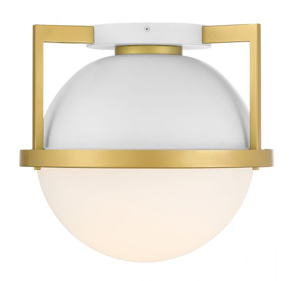 Savoy House Carlysle Flush Mount Ceiling Flush Mounts Savoy House White with Warm Brass 1 