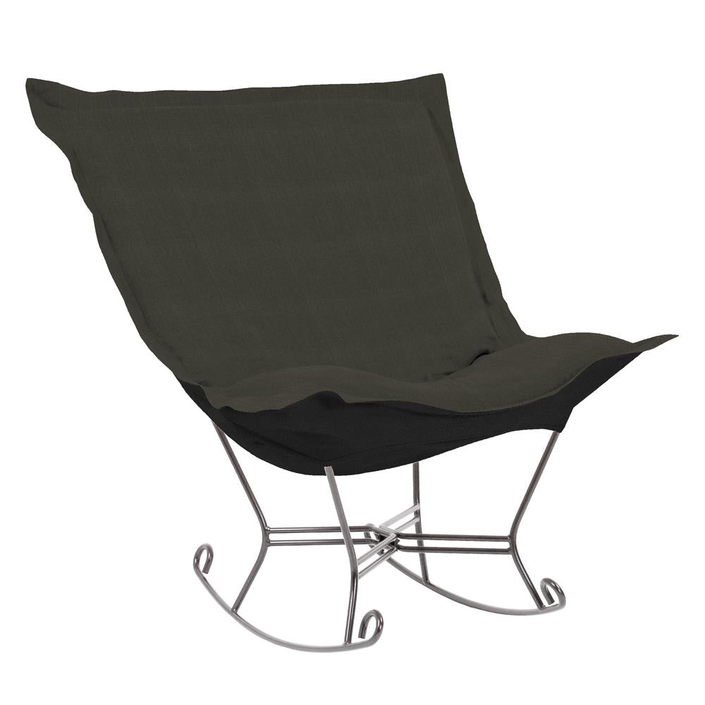 Howard Elliott Collection Scroll Puff Rocker Sterling Charcoal Titanium Frame Howard Elliott Collection