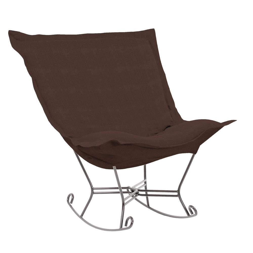 Howard Elliott Collection Scroll Puff Rocker Sterling Chocolate Titanium Frame Howard Elliott Collection