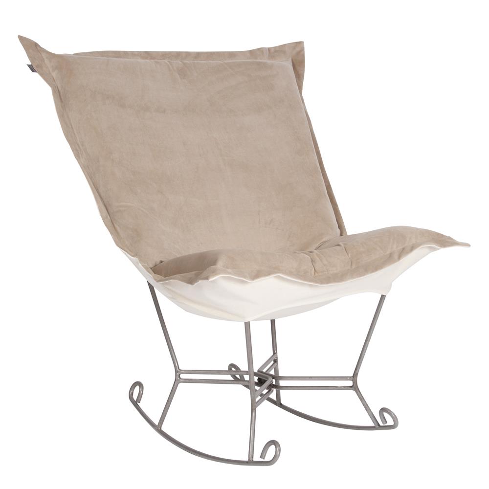 Howard Elliott Collection Scroll Puff Rocker Bella Sand Titanium Frame Howard Elliott Collection