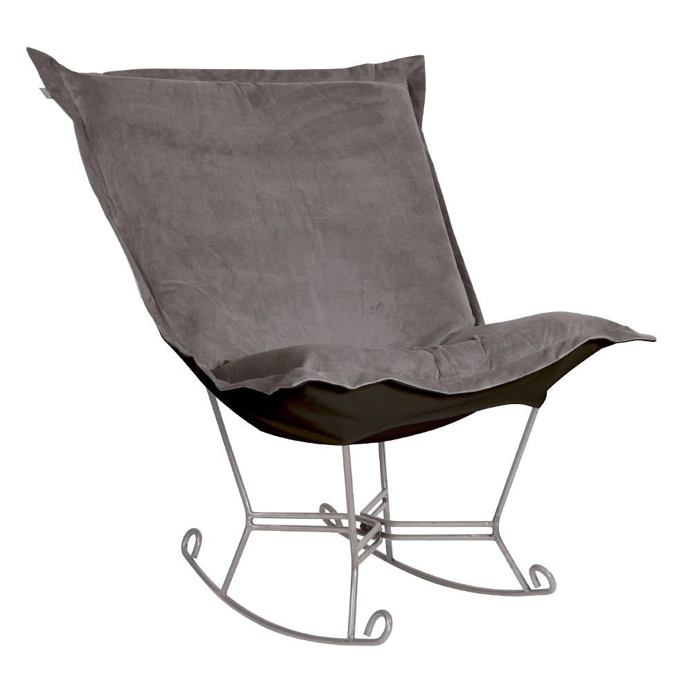 Howard Elliott Collection Scroll Puff Rocker Bella Pewter Titanium Frame Howard Elliott Collection