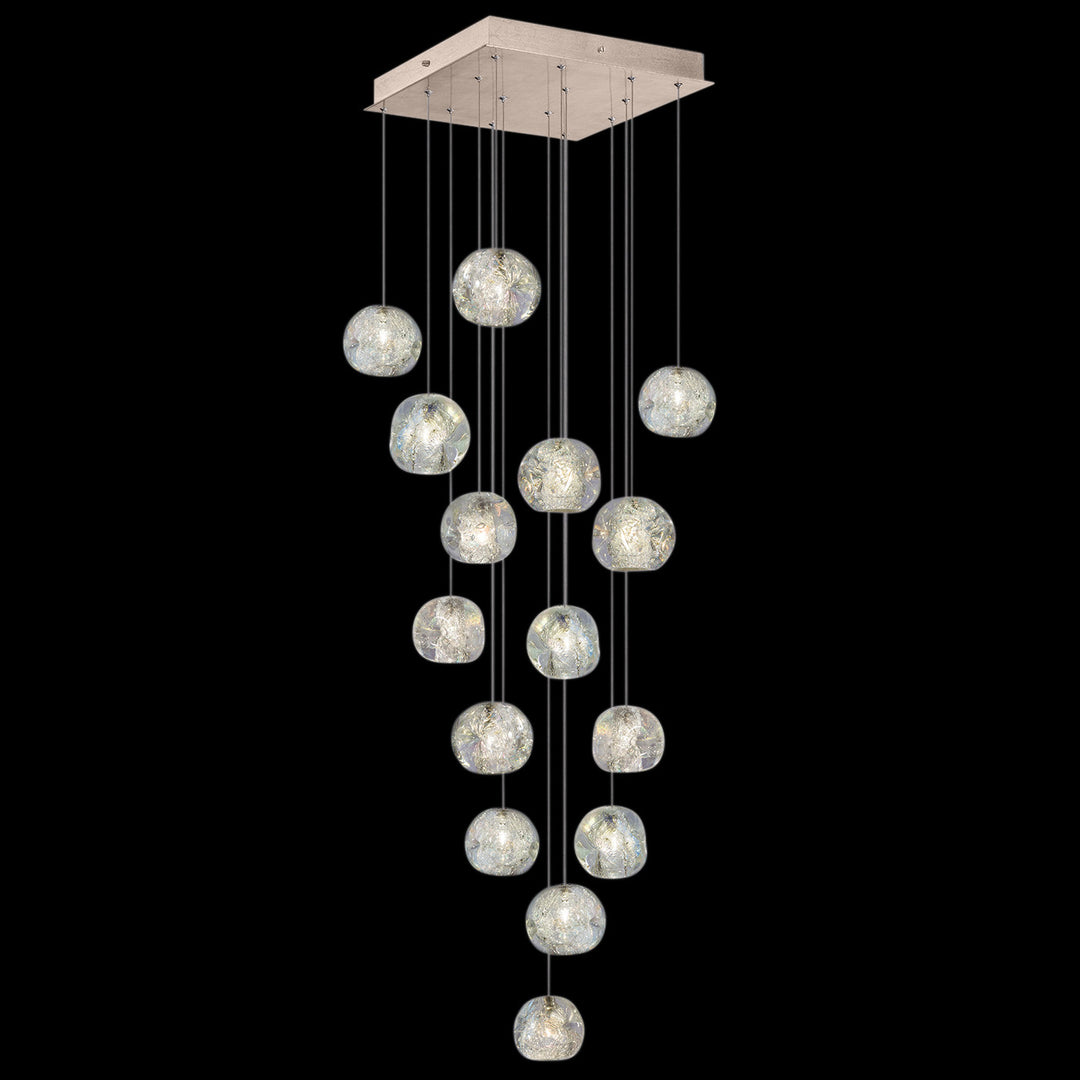 Fine Art Handcrafted Lighting Natural Inspirations 19"W Square Pendant in Mottled Gold Leaf, Nebula (853040-206LD)