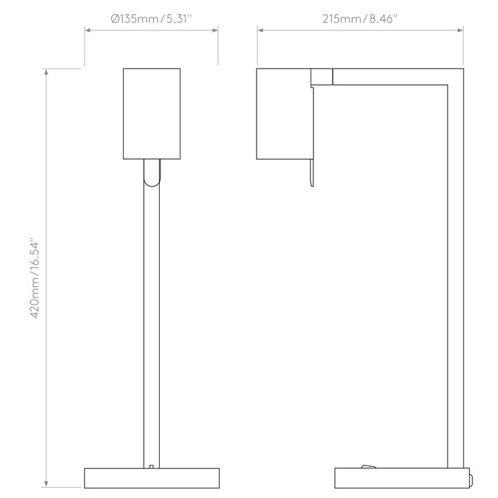 Astro Lighting Ascoli Desk dimension diagram