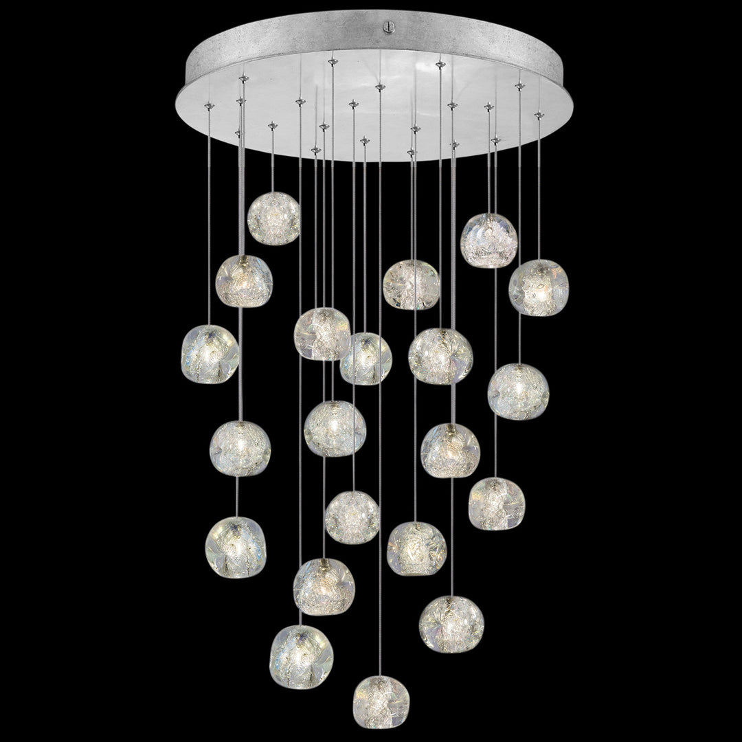 Fine Art Handcrafted Lighting Natural Inspirations 24"W Round Pendant in Standard Silver Leaf, Nebula (853240-106LD)