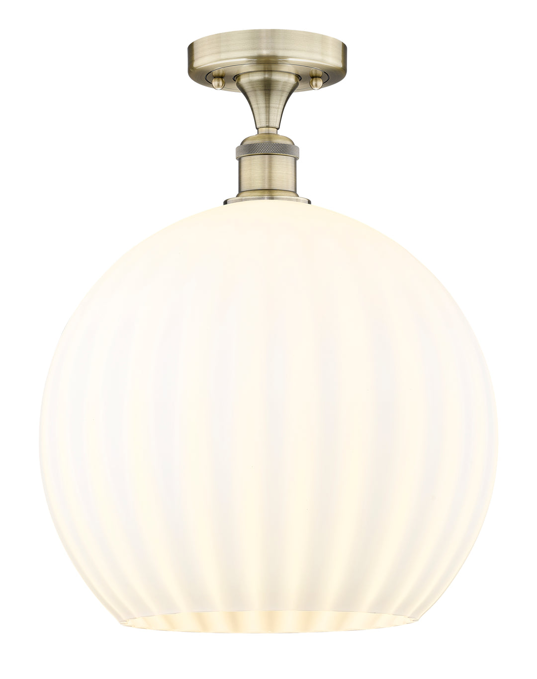 Innovations Lighting White Venetian 14" Semi-Flush Mount - Antique Brass Ceiling Semi Flush Mounts Innovations Lighting White Venetian ; Glass Type: White  