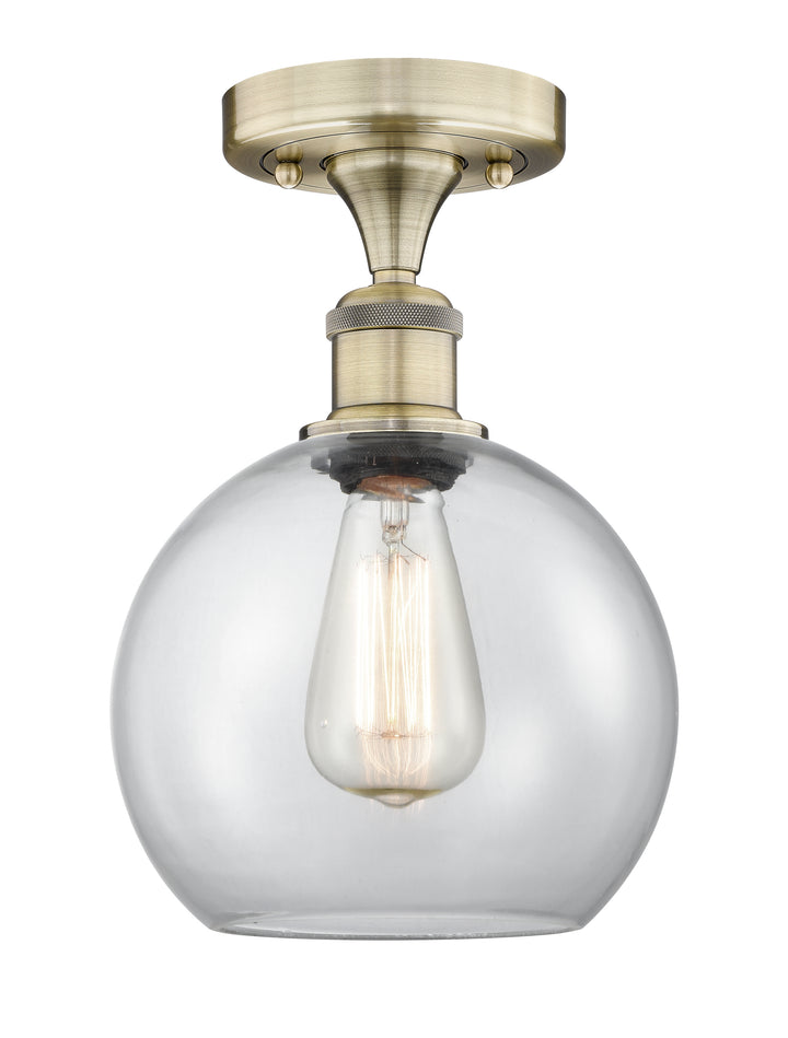 Innovations Lighting Athens 8" Semi-Flush Mount - Antique Brass