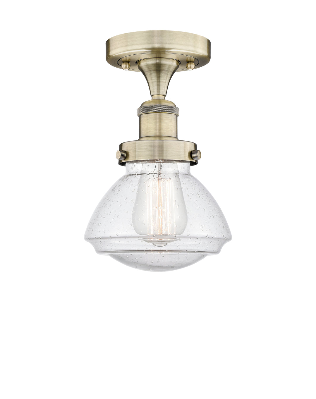 Innovations Lighting Olean 6.75" Semi-Flush Mount - Antique Brass