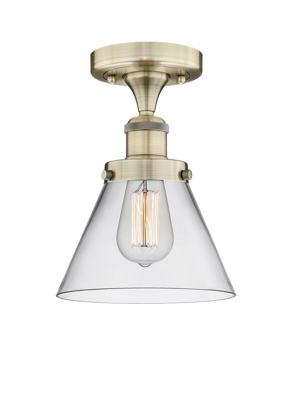 Innovations Lighting Cone 8" Semi-Flush Mount - Antique Brass