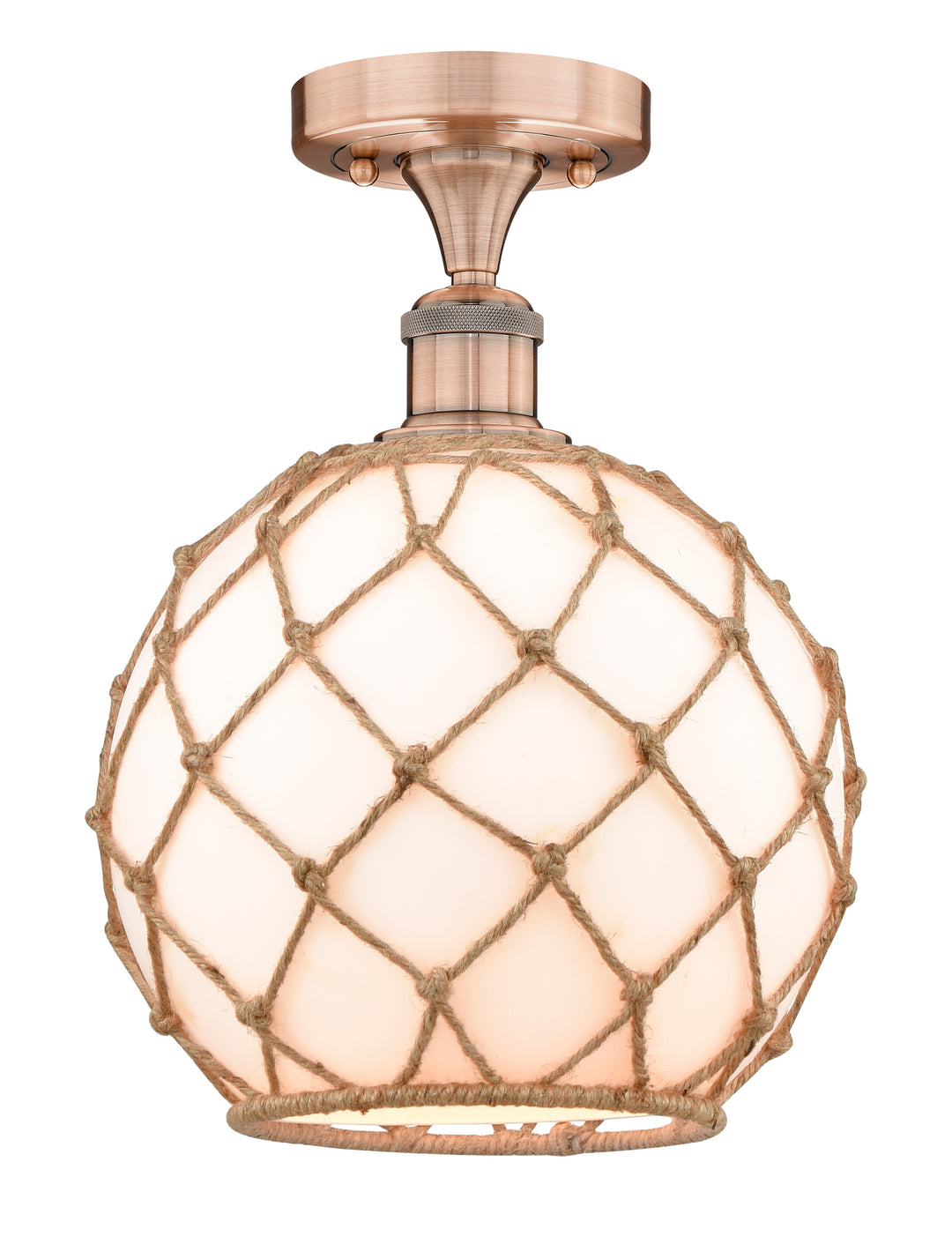 Innovations Lighting Farmhouse Rope 10" Semi-Flush Mount - Antique Copper