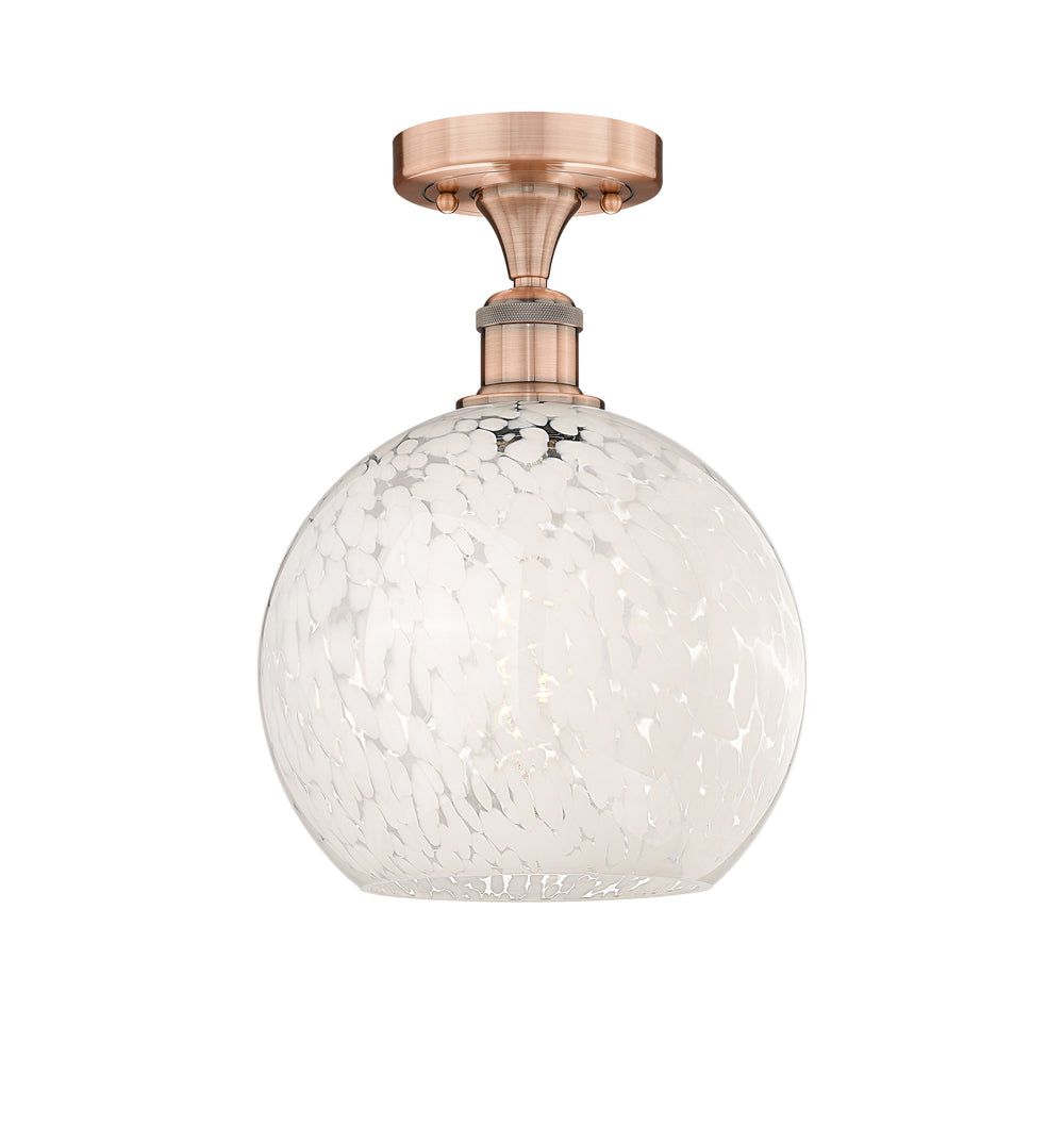 Innovations Lighting White Mouchette 10" Semi-Flush Mount - Antique Copper