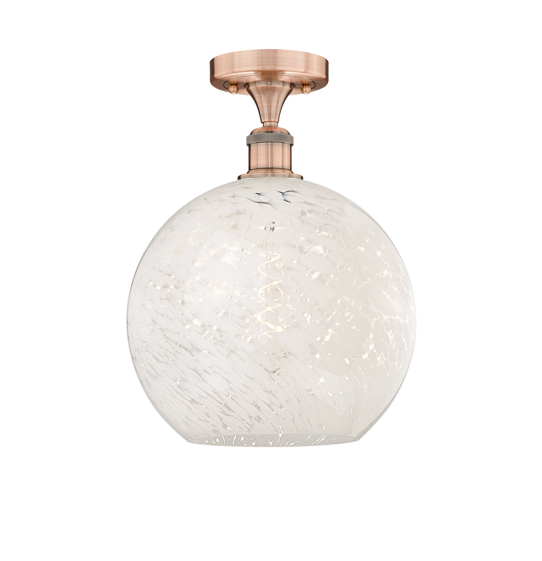 Innovations Lighting White Mouchette 12" Semi-Flush Mount - Antique Copper