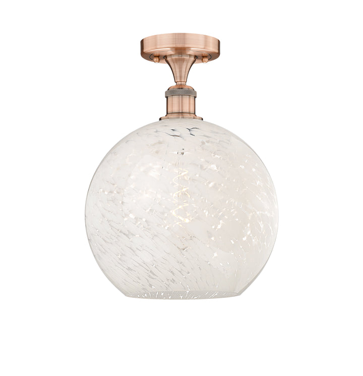 Innovations Lighting White Mouchette 12" Semi-Flush Mount - Antique Copper