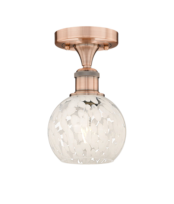 Innovations Lighting White Mouchette 6" Semi-Flush Mount - Antique Copper Ceiling Semi Flush Mounts Innovations Lighting White Mouchette ; Glass Type: White  