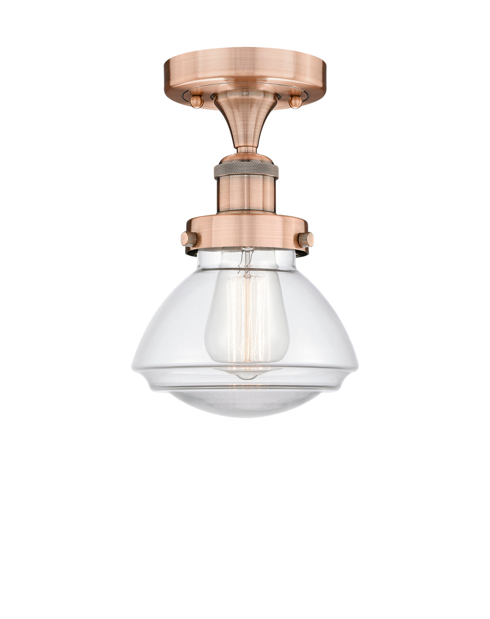 Innovations Lighting Olean 6.75" Semi-Flush Mount - Antique Copper