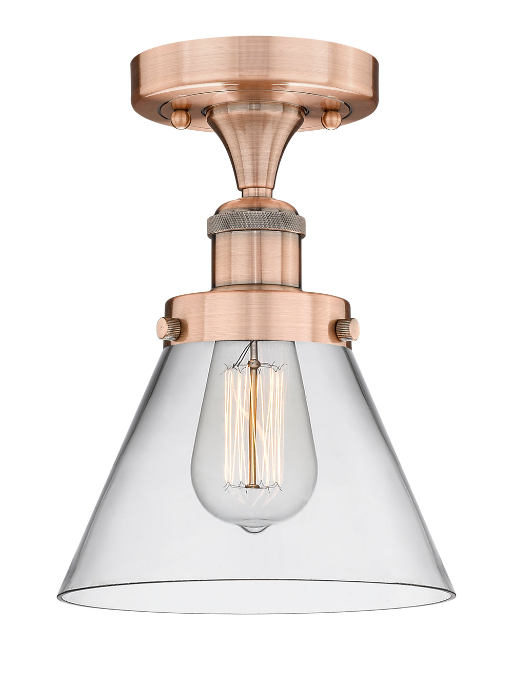 Innovations Lighting Cone 8" Semi-Flush Mount - Antique Copper